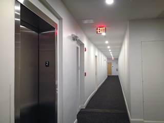 Modern corridor with elevator at 68 Beale Apartments, Massachusetts, 02169